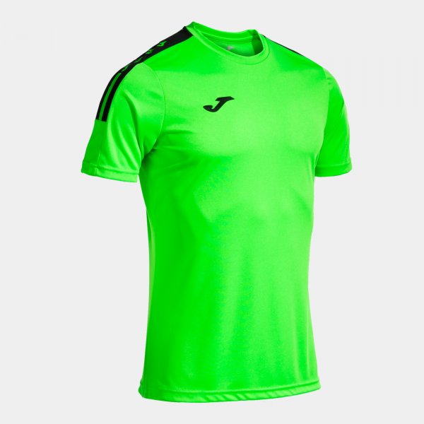 Joma Camiseta Manga Corta Olimpiada en color Verde Flúor Negro - padel Joma