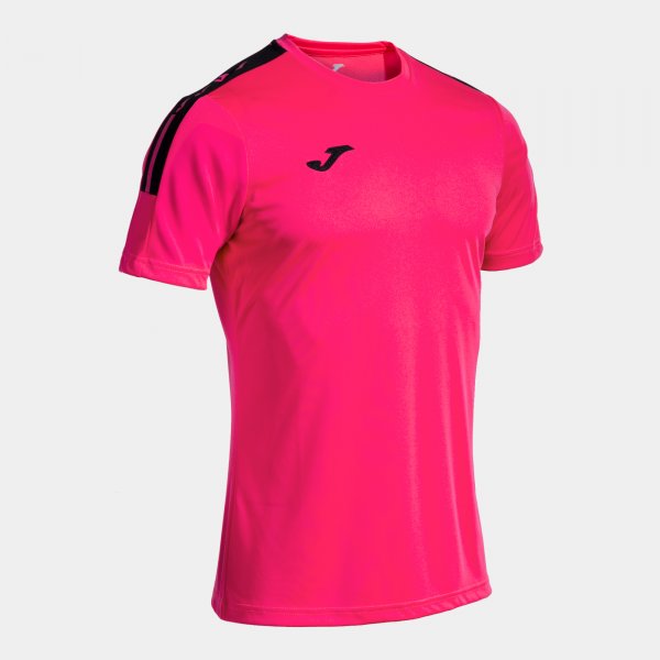 Joma Camiseta Manga Corta Olimpiada en color Fucsia Negro - padel Joma