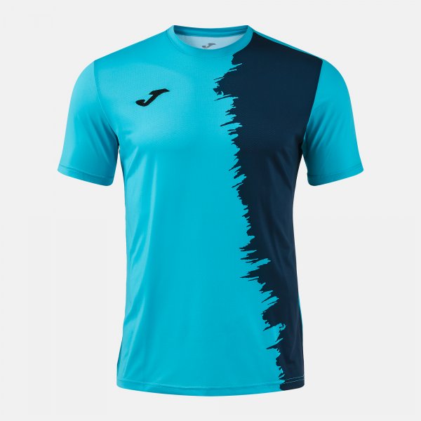 Joma Camiseta Manga Corta Picasho en color Turquesa Flúor Dark Navy - padel Joma