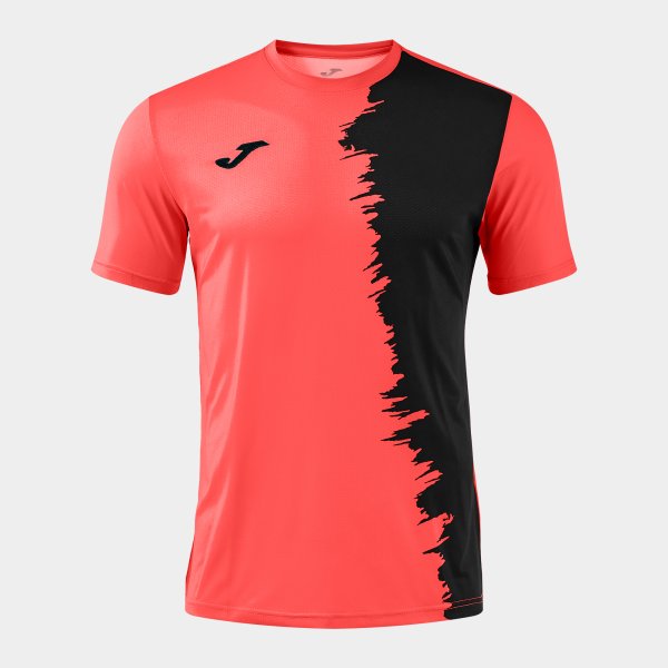 Joma Camiseta Manga Corta Picasho en color Coral Fluor Negro - padel Joma