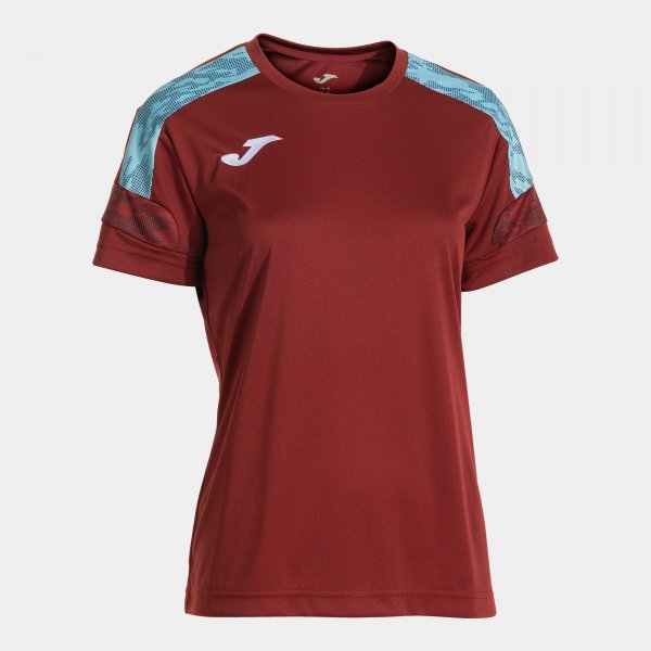 Joma Camiseta Manga Corta Championship VIII en color Burdeos Celeste - padel Joma