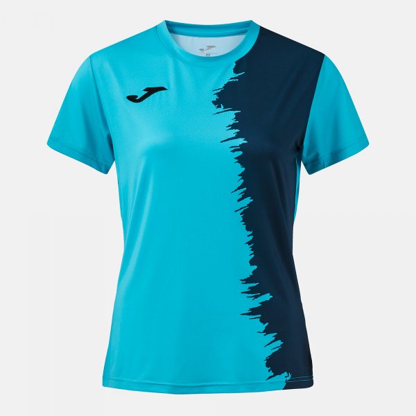 Joma Camiseta Manga Corta Picasho en color Turquesa Flúor Dark Navy - padel Joma